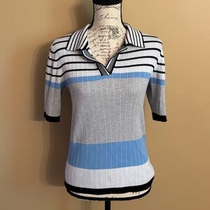 Tahari Color Block Collared Sweater